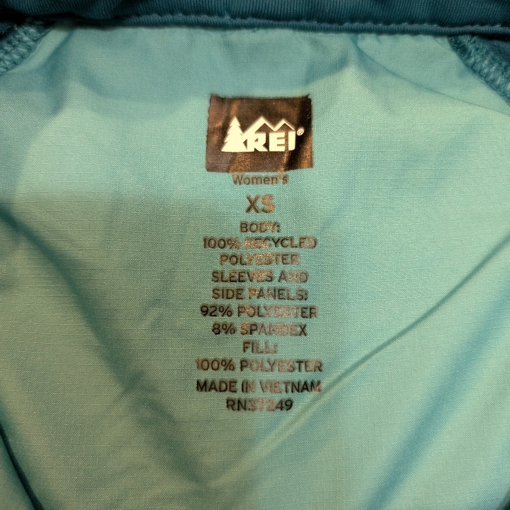 Women's XS REI Green/Teal Full Zip Polyester Fill Jacket Long Sleeve - Picture 3 of 6